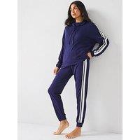 V By Very Cowl Neck Contrast Loungewear Set - Navy