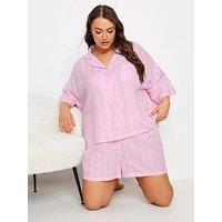 Yours Curve Stripe Double Cloth Pj Set