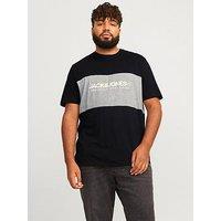 Jack & Jones Plus Colourblock Logo T-Shirt - Black