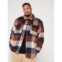 Jack & Jones Plus Ollie Check Overshirt - Multi - Navy Blazer