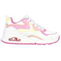 Skechers Girls Uno Gen1 Color Surge Memory Foam Trainer - White