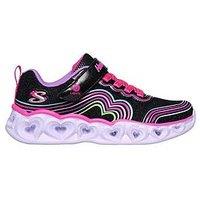 Skechers Girls Retro Hearts Lighted Trainer - Black