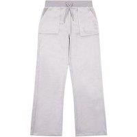 Juicy Couture Girls Mini Diamante Velour Wide Leg Jogger - Grey