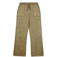 Juicy Couture Girls Mini Diamante Velour Wide Leg Jogger - Khaki