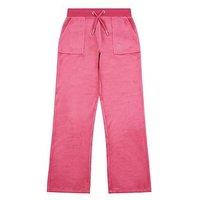 Juicy Couture Girls Mini Diamante Velour Wide Leg Jogger - Dark Pink