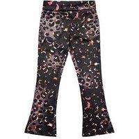 Juicy Couture Girls Velour Leopard Print Deep Waistband Jogger - Black