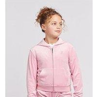 Juicy Couture Girls Mini Diamante Velour Zip Through Hoodie - Light Pink