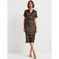 V By Very Guipure Lace Pencil Dress - Black