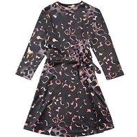 Juicy Couture Girls Leopard Print Velour Dress - Black