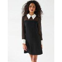 V By Very Contrast Collar Mini Dress - Black