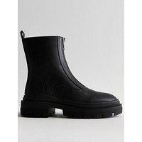 New Look Chunky Zipped Ankle Boots - Black