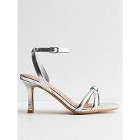 New Look Knot Front Stiletto Heel Sandals - Silver