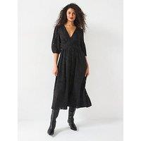 V By Very Burnout Button Through Midi Dress - Black