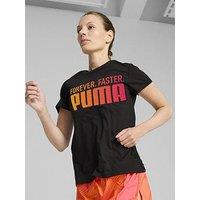 Puma Womens Running Favorites Forever Faster Graphic T-Shirt - Black