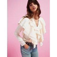 V By Very Soft Ruffle Long Sleeve Blouse - Buttermilk