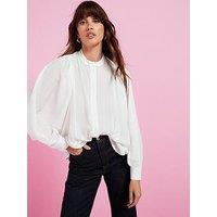 V By Very Blouson Sleeve Textured Shirt - White