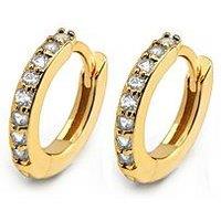 Say It With Clear Huggie Hoop Earrings - Yellow Gold