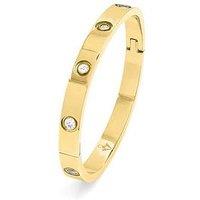 Say It With Junior Stone Hinged Bangle - Stainless Steel (Gold)