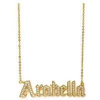 Say It With Gothic Custom Cz Name Necklace - Yellow Gold