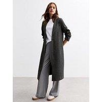 New Look Grey Pinstriped Unlined Longline Coat - Multi