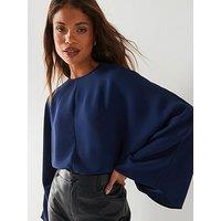 V By Very Oversized Batwing Blouse - Navy