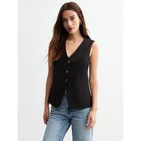 New Look Black Crepe Longline Waistcoat
