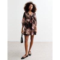 New Look Black Blur Mini Smock Dress - Print