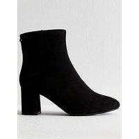 New Look Suede Effect Block Heel Ankle Boots - Black