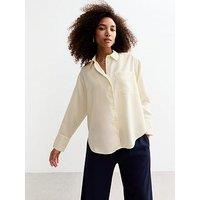 New Look Cotton Twill Oversized Shirt - Cream