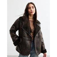 New Look Brown Faux Shearling Jacket