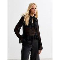 New Look Bow Front Peplum Top - Black