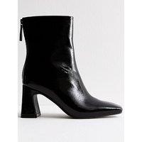 New Look Leather Look Heeled Ankle Boots - Black