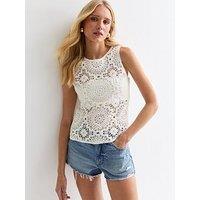 New Look Off-White Crochet Vest