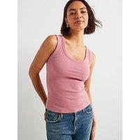 New Look Ribbed Scoop Neck Vest - Pink