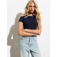 New Look Stretch Cotton Short Sleeve Bodysuit - Blue