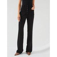 V By Very Button Front Kickflare Trouser - Black