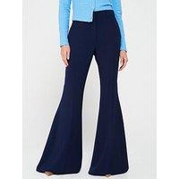 V By Very Premium Extra Long Kick Flare Suit Trouser - Navy