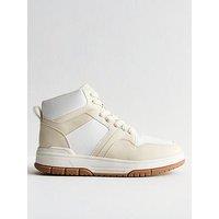 New Look Faux Leather High Top Trainers - White