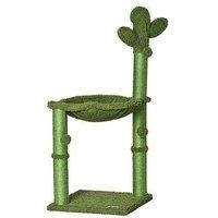 Pawhut Cactus Cat Tree Tower Sisal Scratching Post With Hammock (40 X 40 X 96Cm)