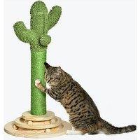Pawhut Cat Tree Cactus Sisal Scratching Post Interactive Fun Roller Exerciser