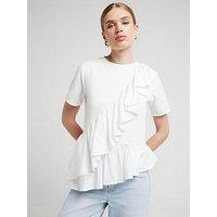 River Island Hybrid Frill Detail T-Shirt - White