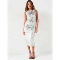 V By Very Sleeveless Sequin Midaxi Dress - Silver