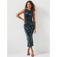 V By Very Crushed Velvet Midaxi Dress - Grey