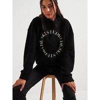 V By Very Embroidered Borg Fleece - Black
