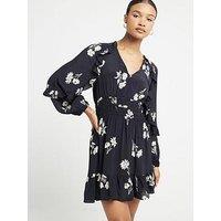 River Island Frill Detail Tea Dress - Black