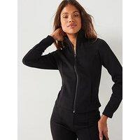 V By Very Zip Through Ath Leisure Top - Black