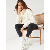 V By Very Quilted Popper Longline Sweat - Cream