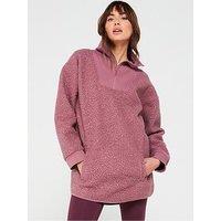 V By Very Ribbed Borg Zip Through Fleece Top - Pink