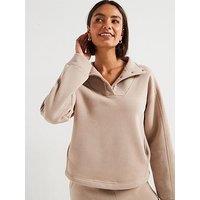 V By Very Popper Front Sweat Top - Brown