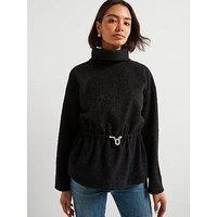 V By Very High Neck Waisted Top - Black